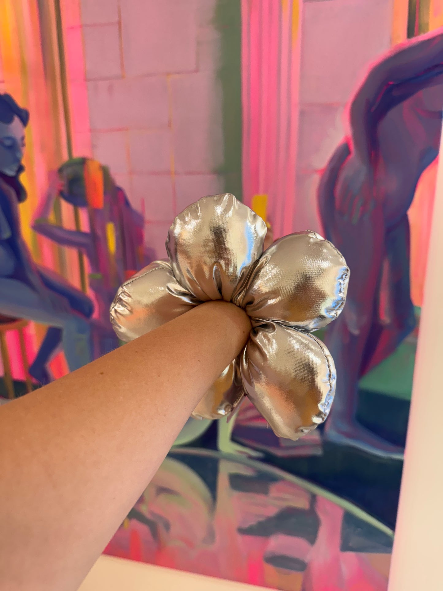 Metallic Flower Scrunchie