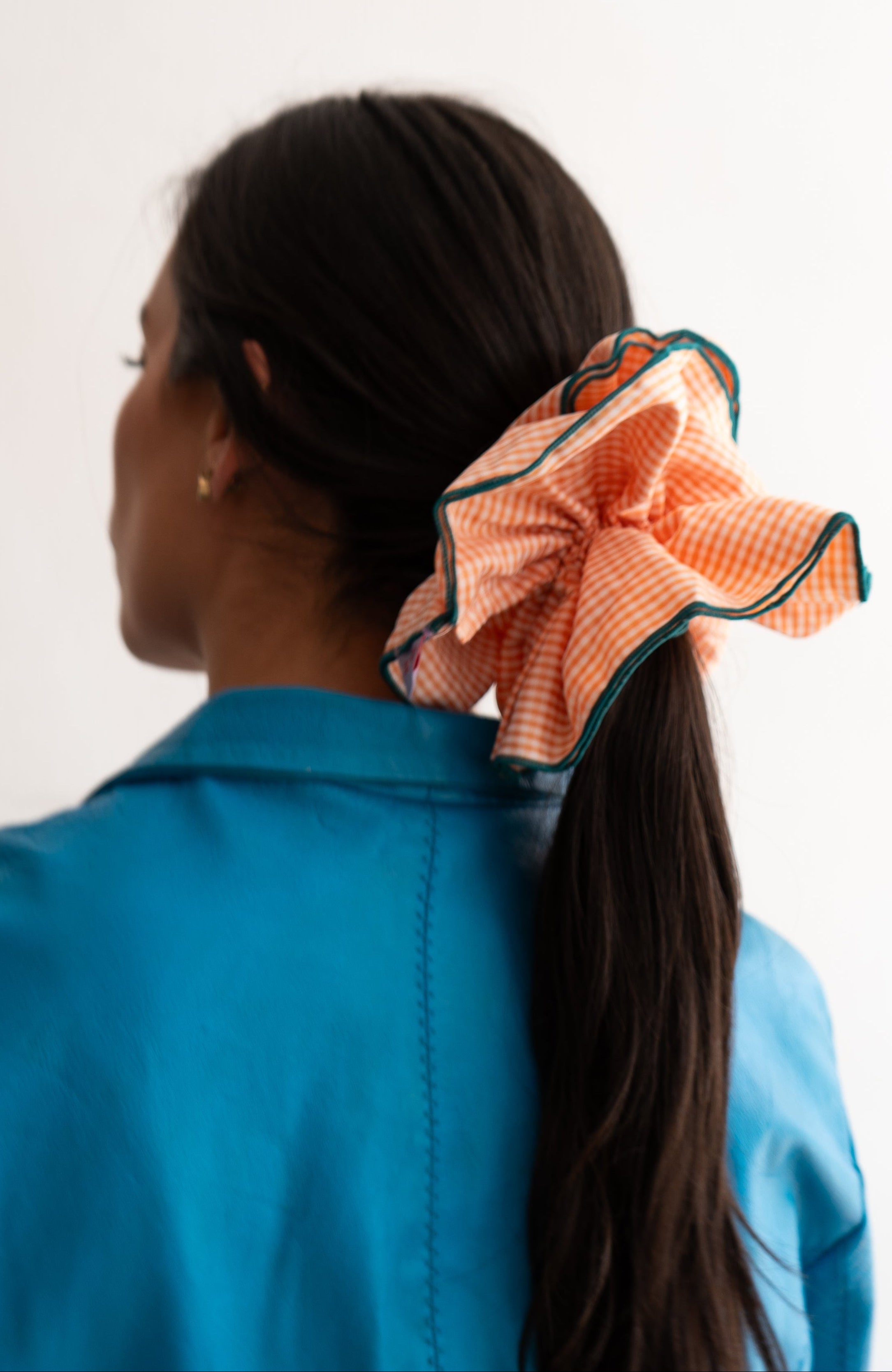 Orange Gingham Scrunchie