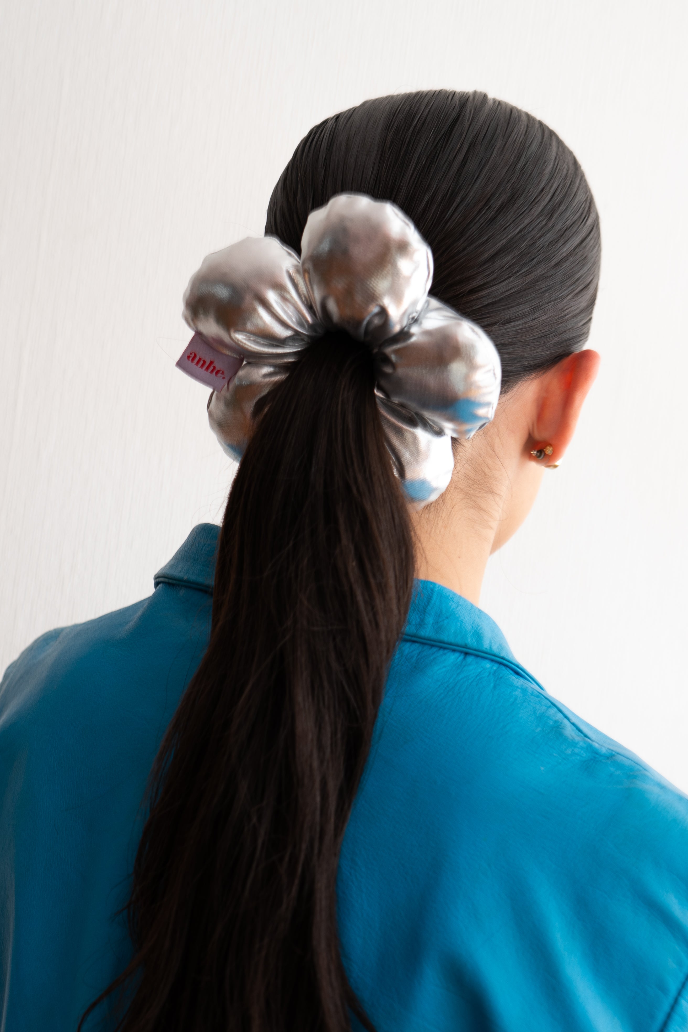 Metallic Flower Scrunchie