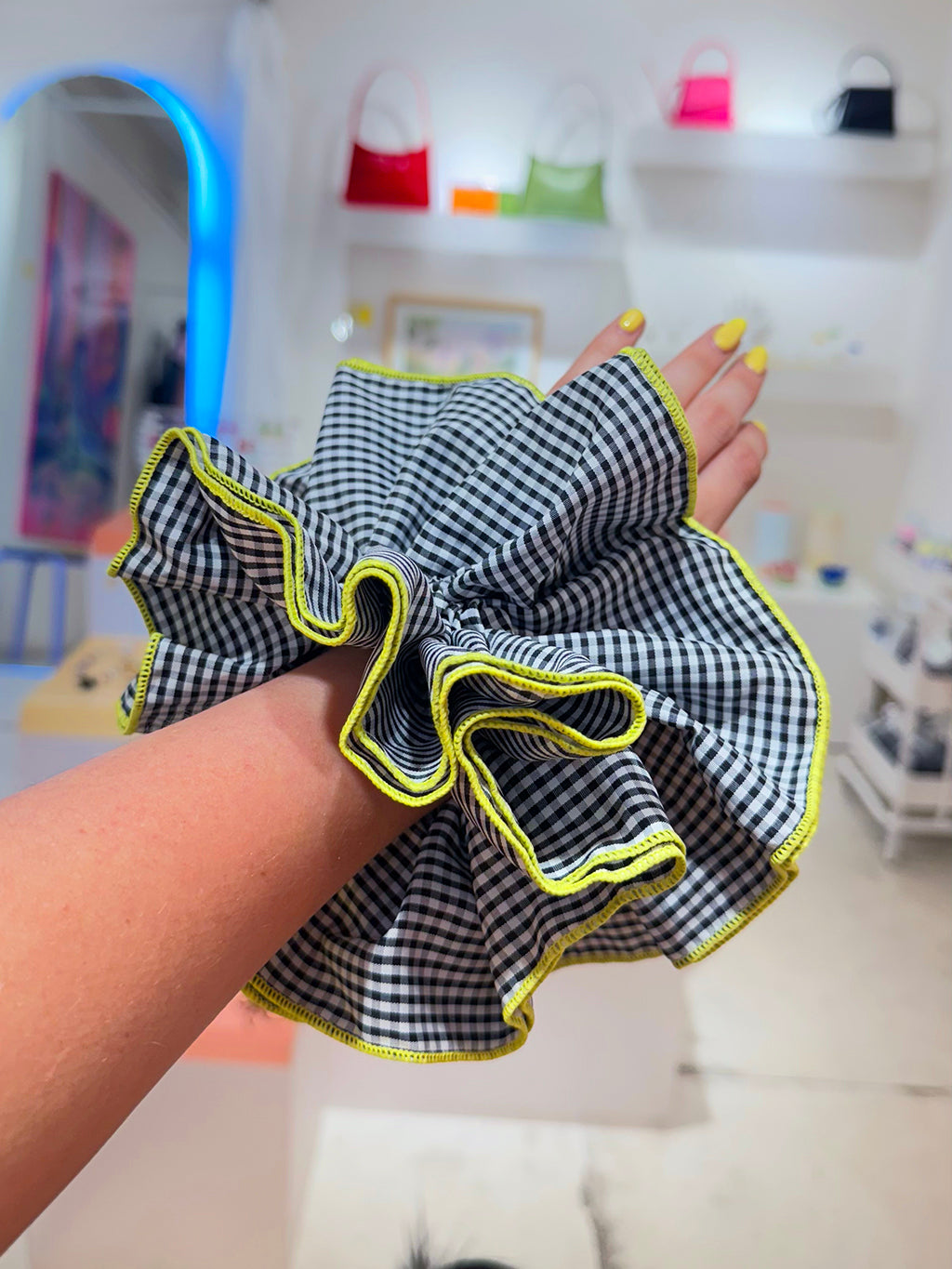 Black Gingham Scrunchie